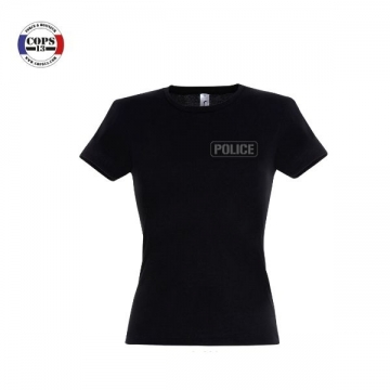 TEE SHIRT POLICE BRIGADE STUPEFIANTS FEMME NOIR