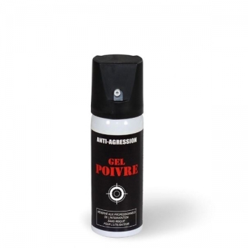 Aérosol lacrymogène anti-agression gel poivre 50 ml