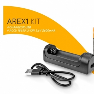 AREX1KIT - Pack Chargeur + batterie 18650