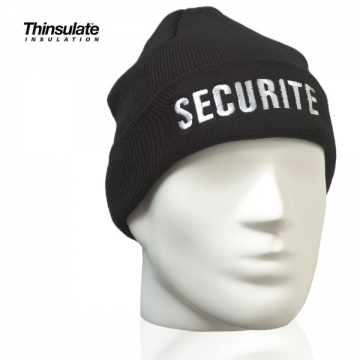 BONNET NOIR MAILLE THINSULATE BRODE SECURITE