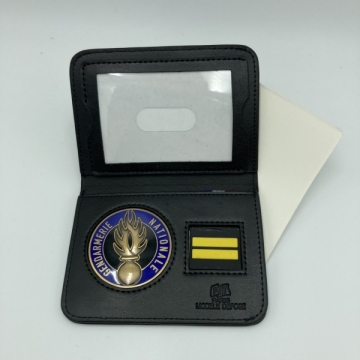 PORTE CARTE MEDAILLE GENDARMERIE MOBILE + GRADE - 2 VOLETS BILLET