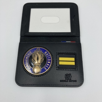 PORTE CARTE MEDAILLE GENDARMERIE MOBILE + GRADE - 2 VOLETS