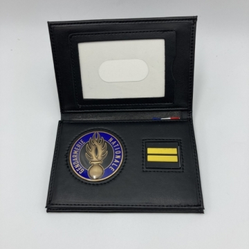 PORTE CARTE MEDAILLE GENDARMERIE MOBILE + GRADE - 3 VOLETS