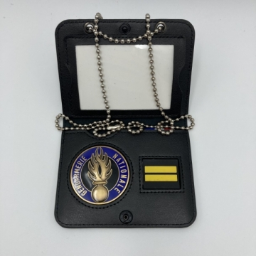 PORTE CARTE TOUR DE COU MEDAILLE GENDARMERIE MOBILE + GRADE