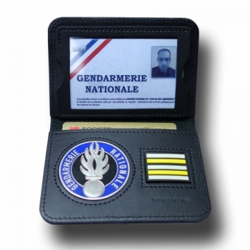 PORTE CARTE MEDAILLE GENDARMERIE DEPARTEMENTALE + GRADE - 2 VOLETS