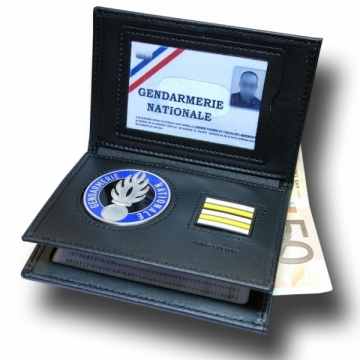 PORTE CARTE MEDAILLE GENDARMERIE DEPARTEMENTALE + GRADE - 3 VOLETS