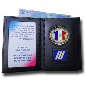 PORTE CARTE MEDAILLE POLICE MUNICIPALE + GRADE 3 VOLETS GRANDE CARTE