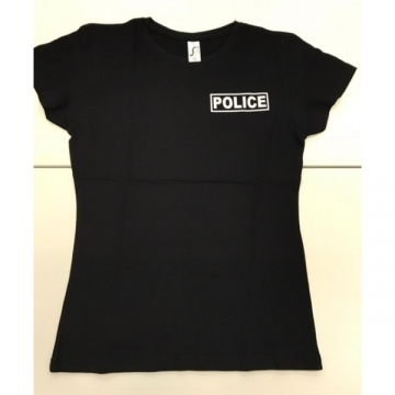 TEE SHIRT NOIR POLICE FEMME