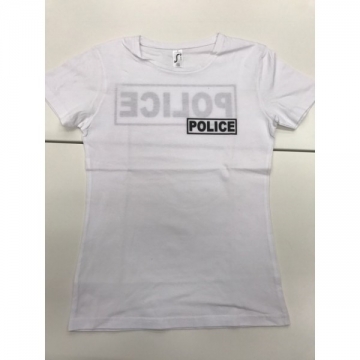 TEE-SHIRT BLANC POLICE FEMME