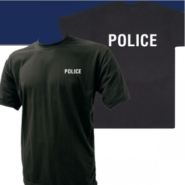 TEE SHIRT NOIR MC IMPRIME POLICE