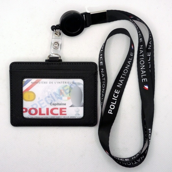Porte carte police tour de cou pour insigne Police Nationale 