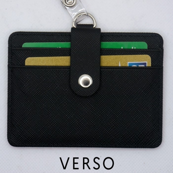 Tour de cou Police Nationale + enrouleur + porte-carte cuir noir